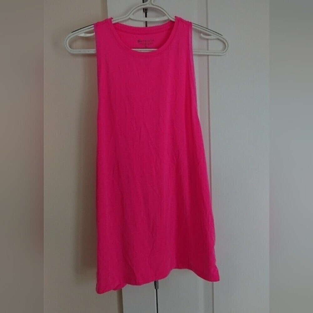 Athleta neon pink side split racerback tank top size XS
